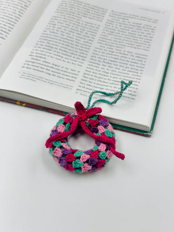 Merry Blooms Mini Wreath - Handcrafted Crochet Ornament