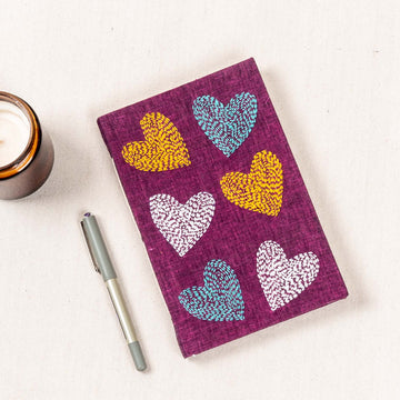 Diary Embroidery - Hearts (Purple)