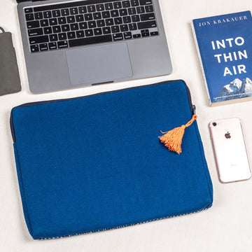 Laptop Sleeve - Landscape - Blue Kantha