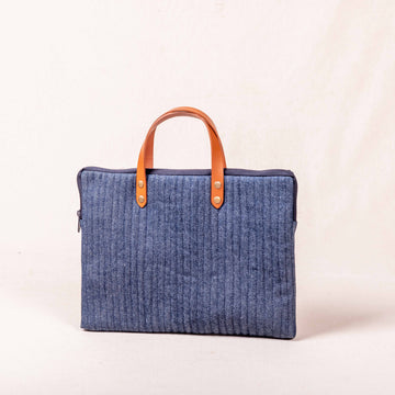 Laptop Sleeve with Leather Handle - Denim & Coloured Dari