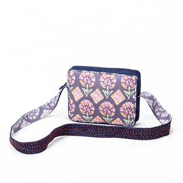 Bimu Sling Bag - Grey with highlighted motifs