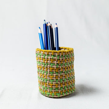 Handwoven Pen Stand - Yellow Green