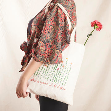 Canvas Tote Bag - Embroidered Flowers