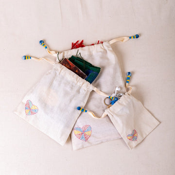 Heart Drawstring Pouches (set of 3)