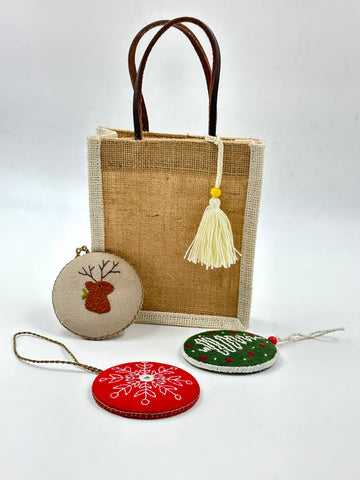 Festive Embroidery Trio - Christmas Ornaments Bundle