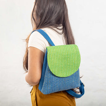 Backpack - Sana (Blue/Green Kantha)