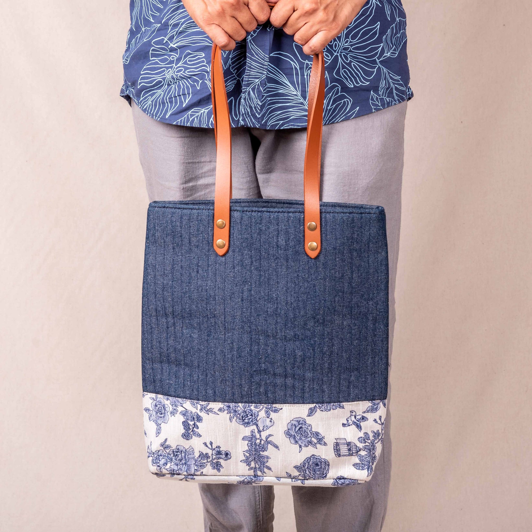Bobby Tote - Denim with Patch