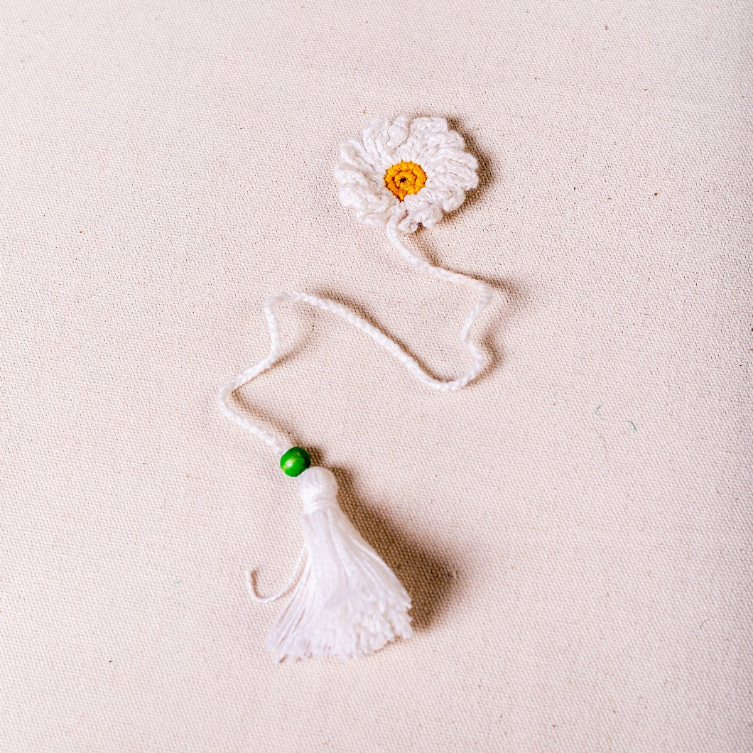 Crochet Bookmark - White Flower
