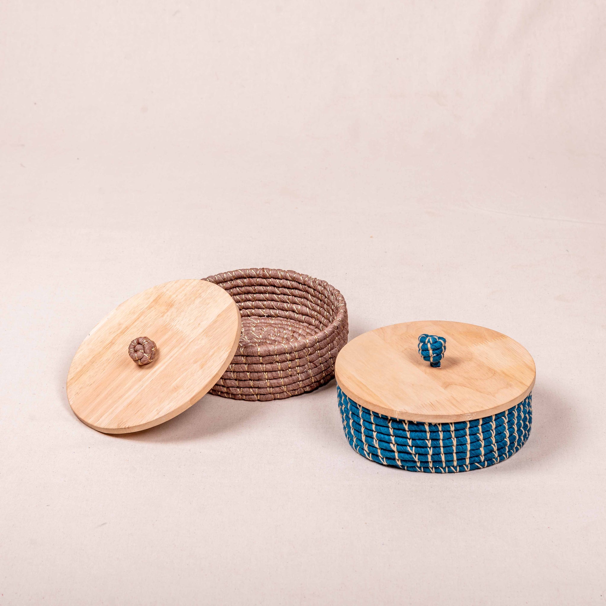 Handwoven Basket with a wooden Lid