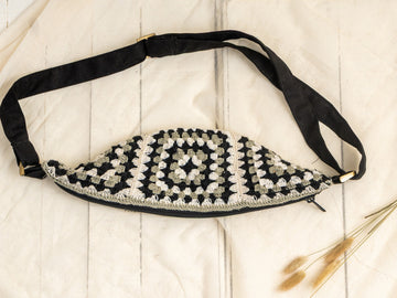 Monochrome Crochet Fanny Bag