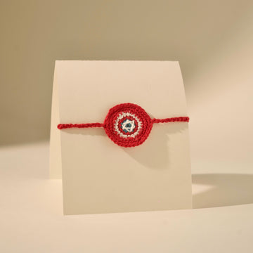 The Shield Crochet Rakhi with Personalized Greeting Card