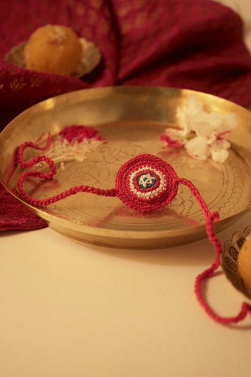 The Shield Crochet Rakhi with Personalized Greeting Card