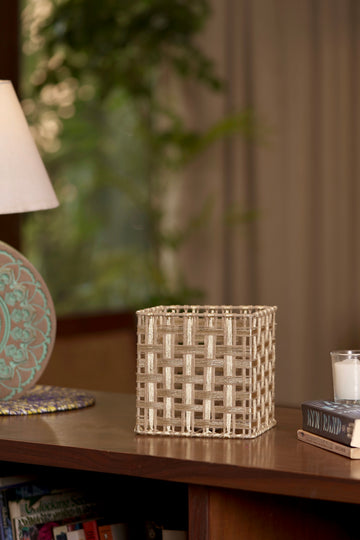 Golden Glow – Handwoven Candle Lamp