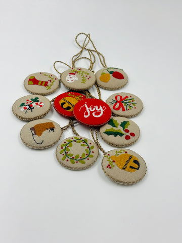 Golden Stitches - Hand-Embroidered Christmas Ornaments