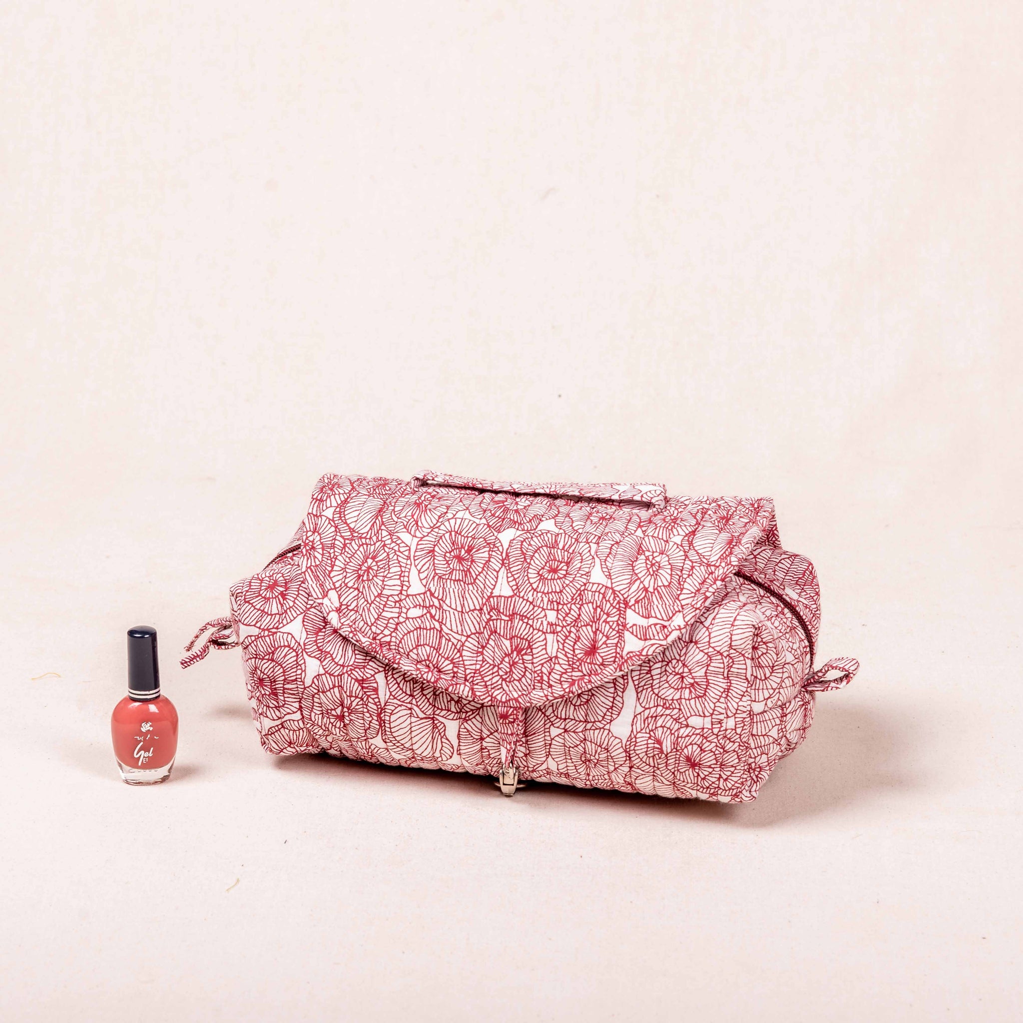 Indu Make-up Pouch - Maroon and White