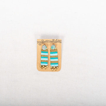 Earring - Handwoven Shades of Blue and Gold