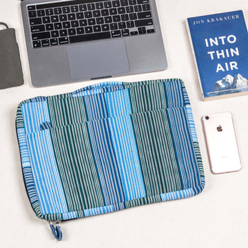 Sahiba Laptop Sleeve - Blue Line Fabric
