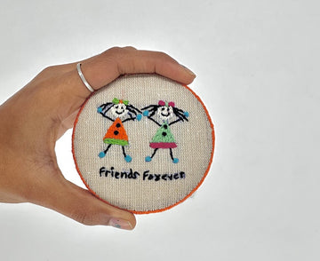 Friends Forever – Hand-Embroidered Pin & Magnet