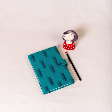 Diary with Magnetic Closure - Green Ikkat