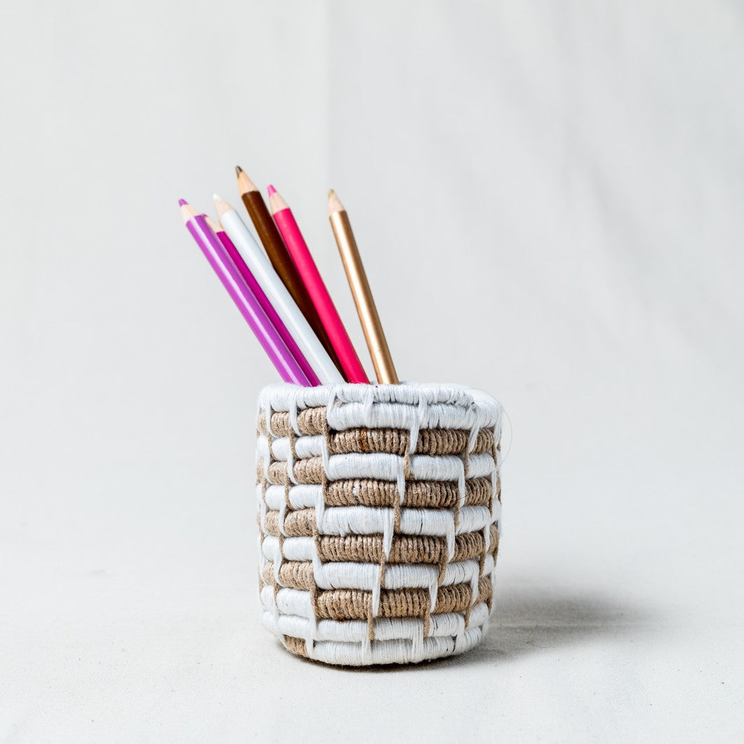 Handwoven Pen Stand - White