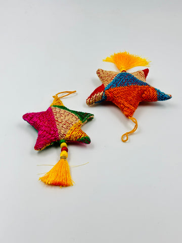 Punjabi Starry Delight - Phulkari Christmas Ornaments