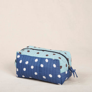 Poonam Pouch - Blue with Polka dots