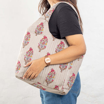 Jaipuri Tote Bag - Pink Motifs