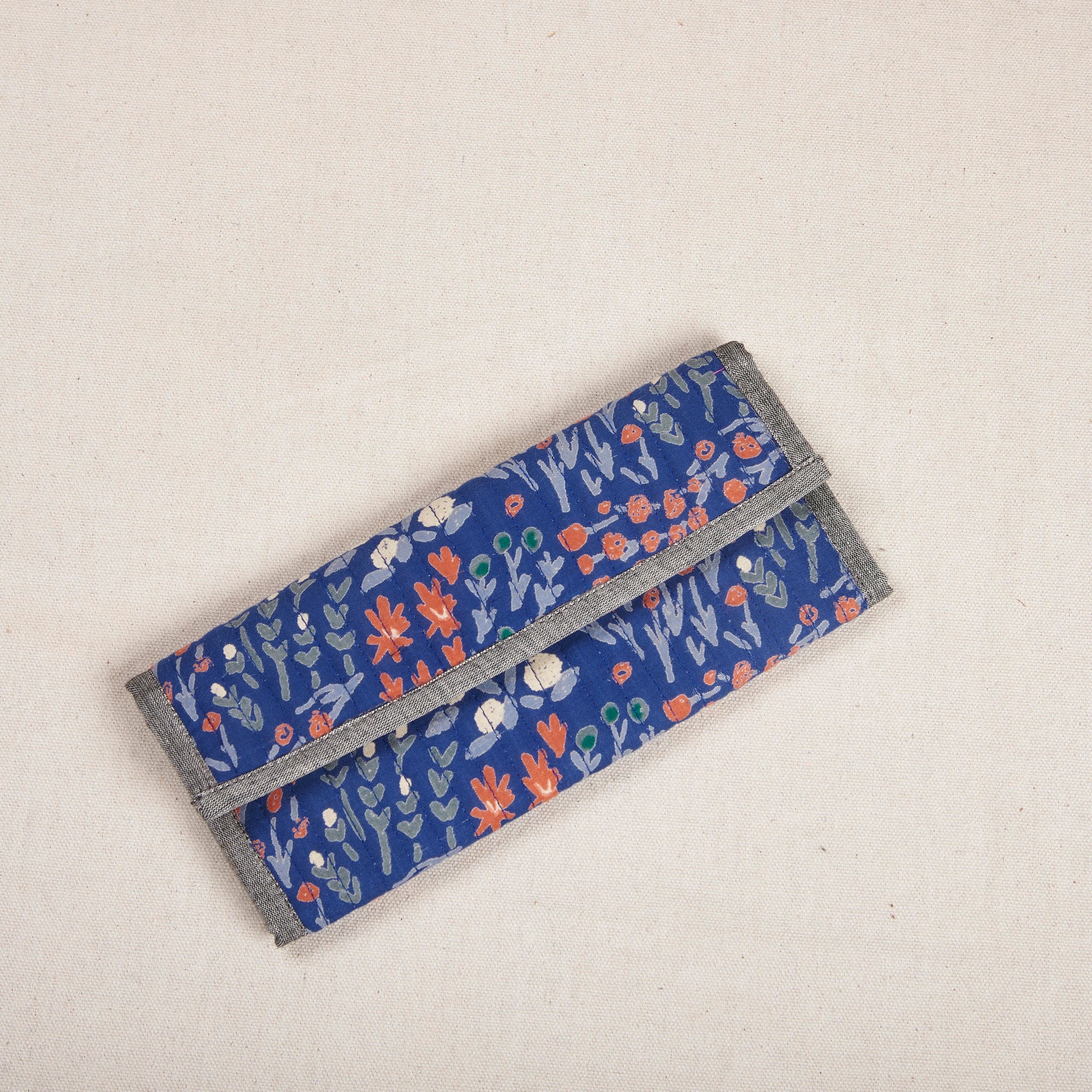 Kusum Wallet - Blue with Floral Print