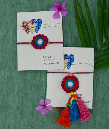 Rakhi–Lumba Set | For Bhaiya & Bhabhi (Pink)