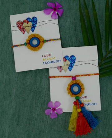 Rakhi–Lumba Set | For Bhaiya & Bhabhi (Yellow)