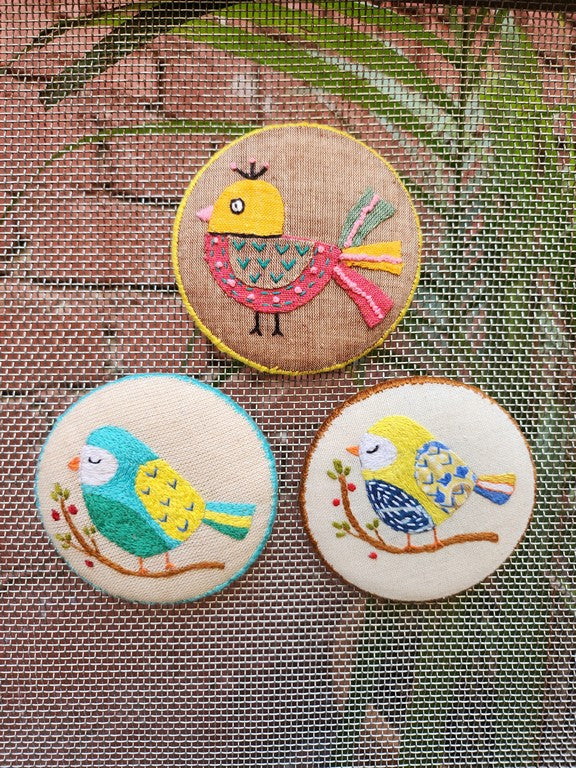 Birdsong – Hand-Embroidered Pin & Magnet