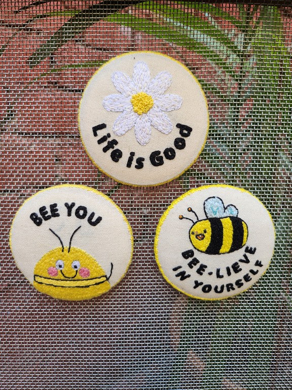 BEE Inspired - Embroidered Pin & Magnet