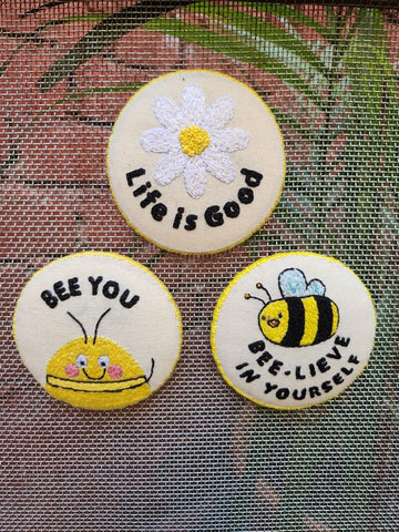 BEE Inspired - Embroidered Pin & Magnet