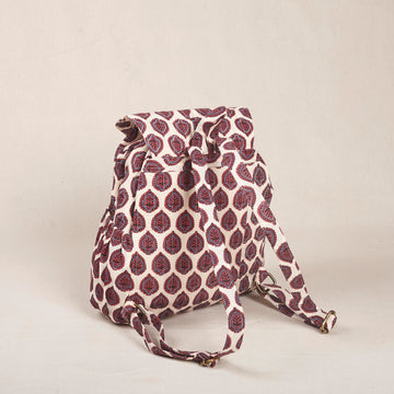Rizu Backpack - Maroon Printed Fabric