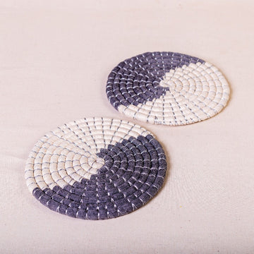 Handwoven Placemats 12 inches(Set of 2) - Grey