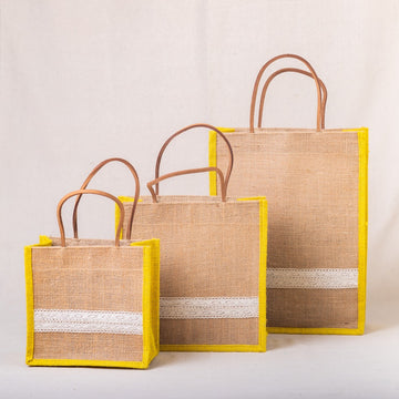 Jute Gift Bags - Lace