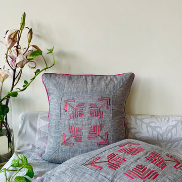 Linen Cushion Covers in Phulkari Pattern (Set of 2)