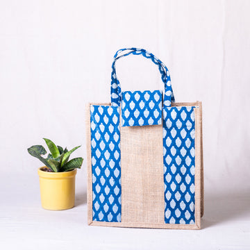 Jute Tiffin Bag - Blue