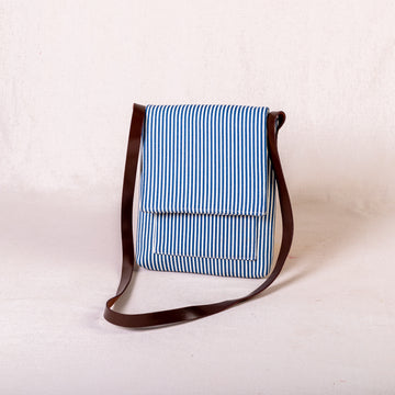 Swaran Satchel Bag (Sling) - Blue Lines