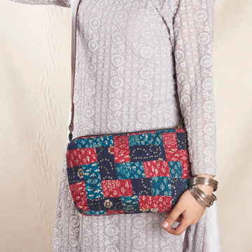 Lia Sling Bag - Blue/Maroon Patches