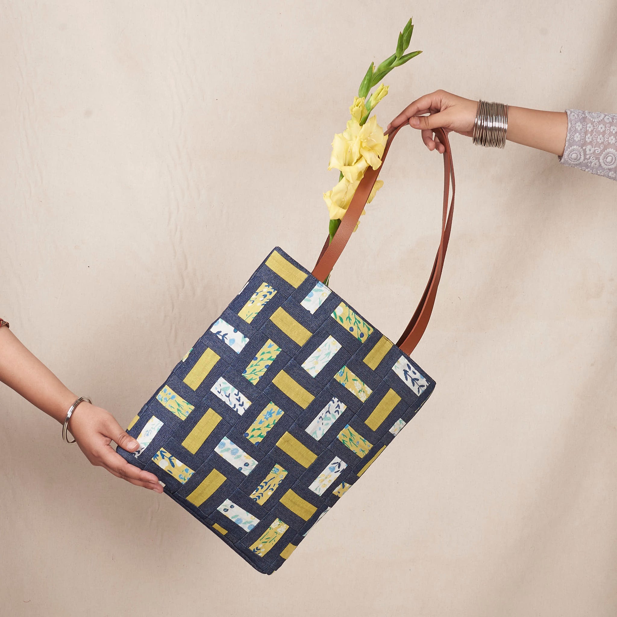 Patchwork Bobby Tote Bag - Denim