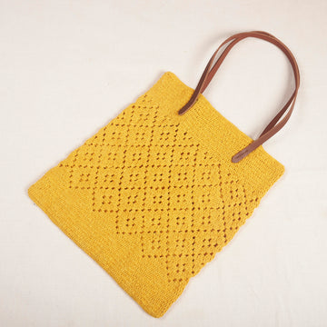 Shagun Tote Bag - Crochet Jaali Yellow