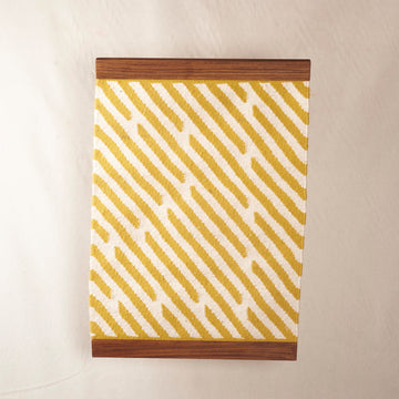 Wall Dari Weave with Teak Wooden Frame - Yellow Pattern